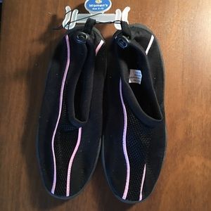 Black With a pink stripe Water Shoes, Sun and Sky